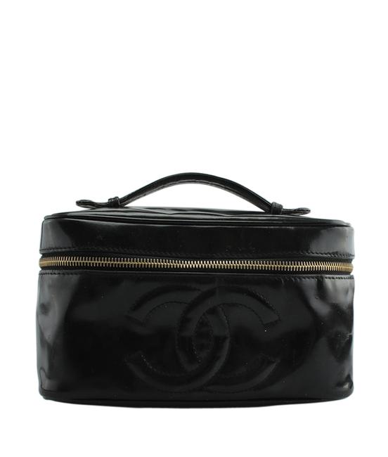 Chanel Vanity Case Cosmetic 145139 Black Patent Leather Cross Body Bag 