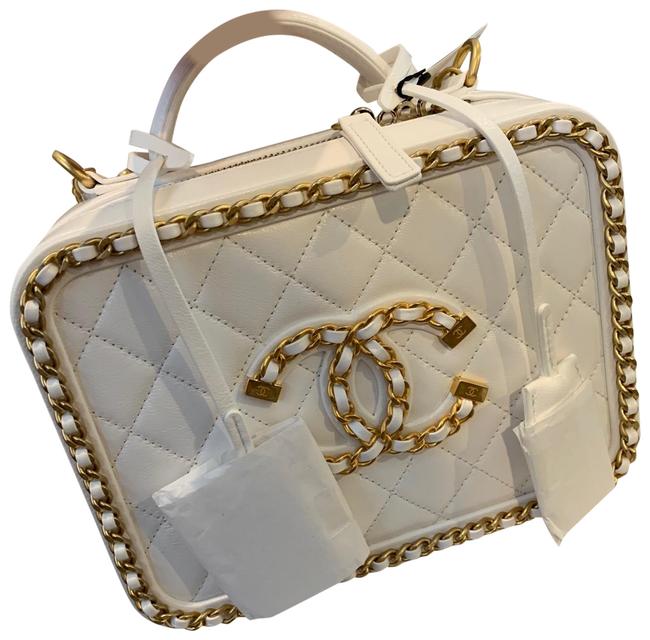 Chanel Vanity Case Medium White Cross Body Bag 