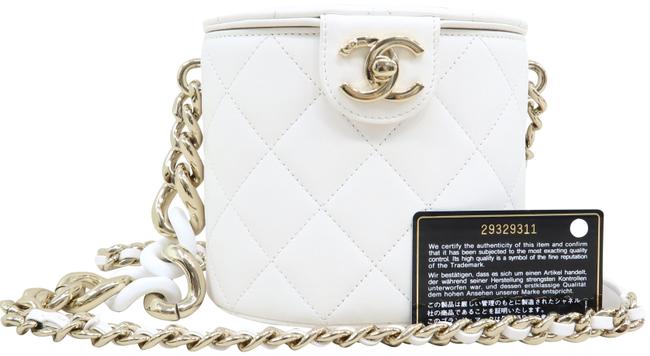 Chanel Vanity Case White Calfskin Leather Cross Body Bag 