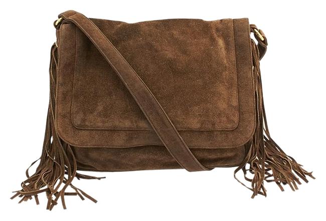 Chanel Vintage Fringe 85230 Brown Suede Cross Body Bag 