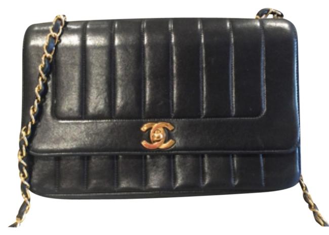 Chanel Vintage Purse Black Leather Cross Body Bag 