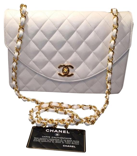 Chanel Vintage Quilted Soft White Leather Cross Body Bag 