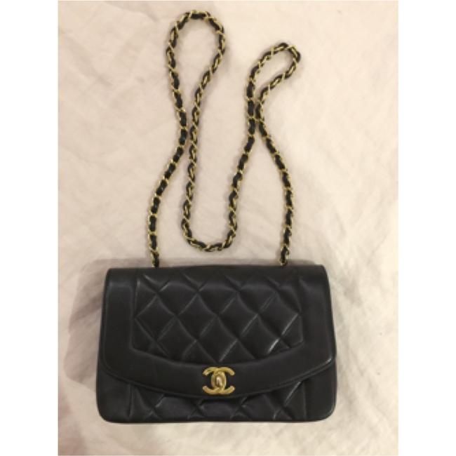 Chanel Shoulder Vintage Black Lamb Skin Cross Body Bag 