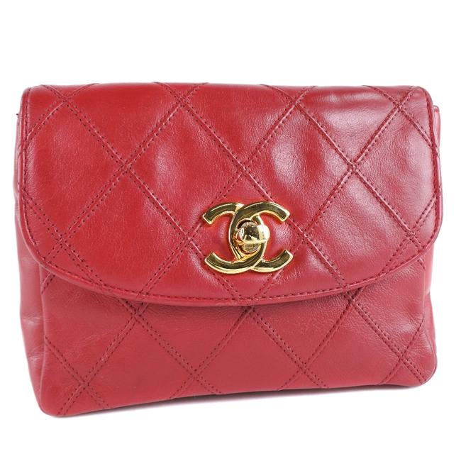 Chanel Waist Pouch Matrasse Calf Ladies Red Color Cross Body Bag 