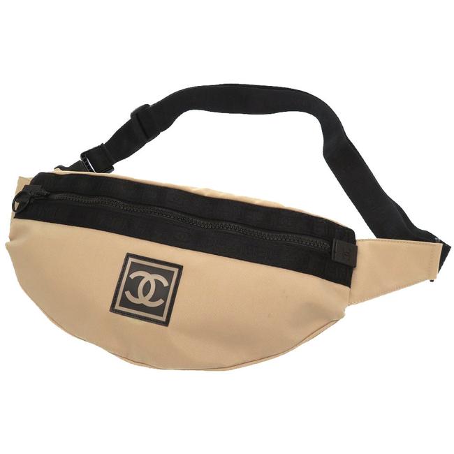 Chanel Waist XL Sport Fanny Pack Banana Beige Nylon Cross Body Bag 