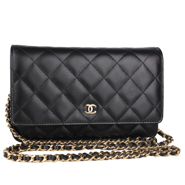 Chanel Wallet On A Chain Gold 8076 Black Leather Cross Body Bag 