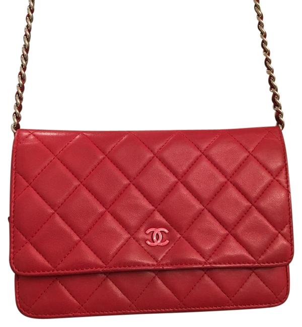 Chanel Wallet On A Chain Red Leather Cross Body Bag 