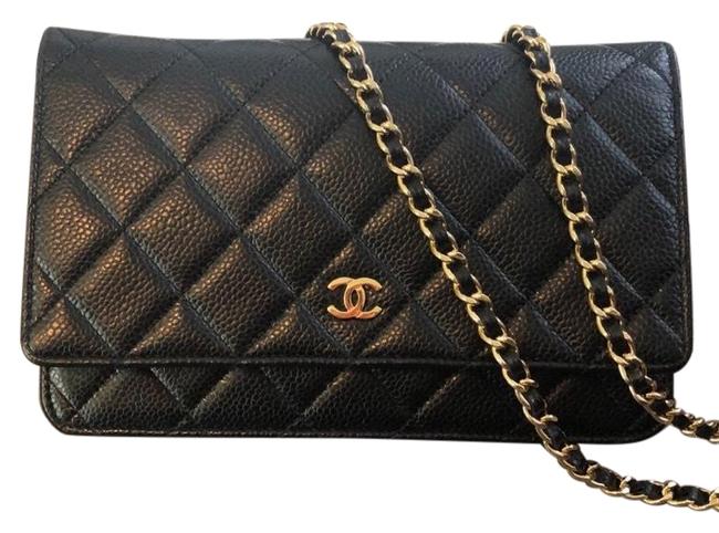 Chanel Wallet on Chain W Black Caviar with Gold H W Leather Cross Body Bag 