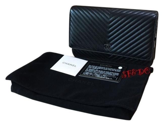 Chanel Black&quot Chevron Lambskin Woc Cross Body Bag 