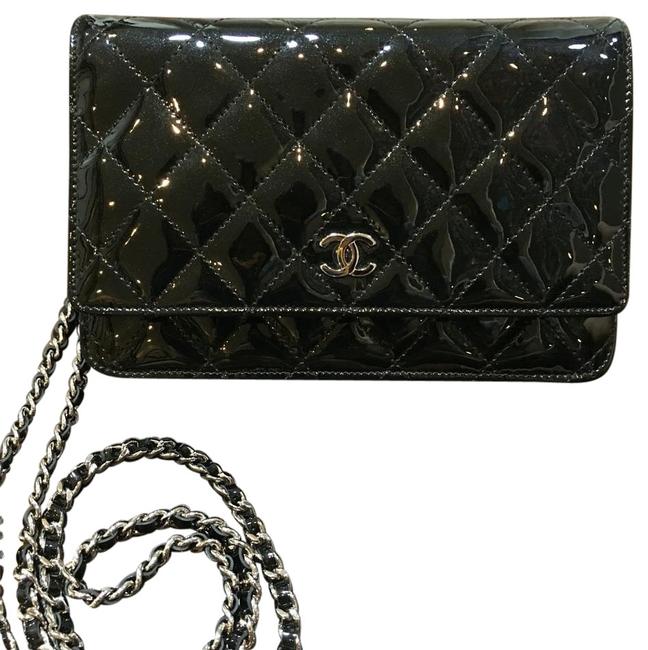 Chanel Woc Black Matallic Patent Leather Cross Body Bag 