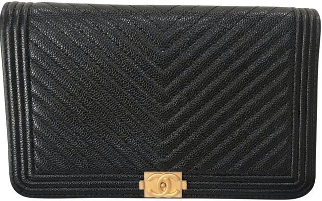 Chanel Wallet on Chain Boy Chevron Woc Black Leather Cross Body Bag 