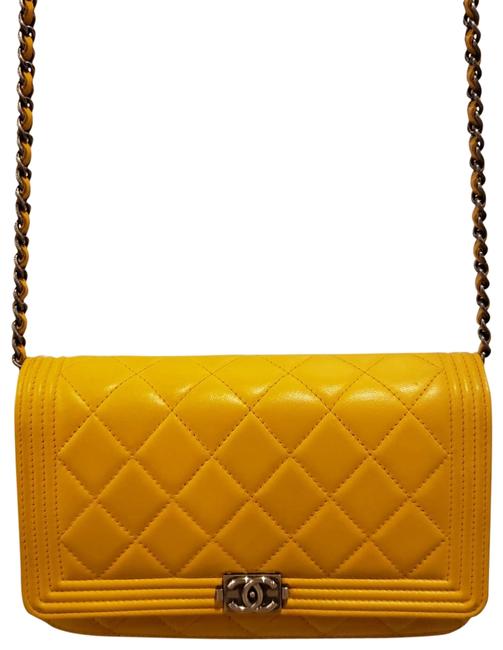 Chanel Wallet on Chain Boy Le Woc Yellow Lambskin Leather Cross Body Bag 