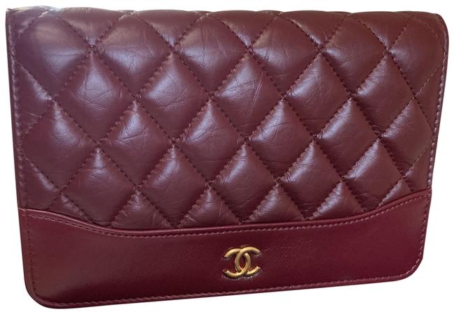 Chanel Wallet on Chain Burgundy Lambskin Leather Cross Body Bag 