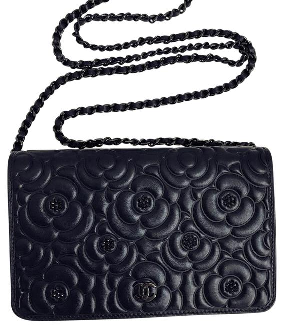 Chanel Wallet Camellia Woc Chain with Crystal Black Cross Body Bag 