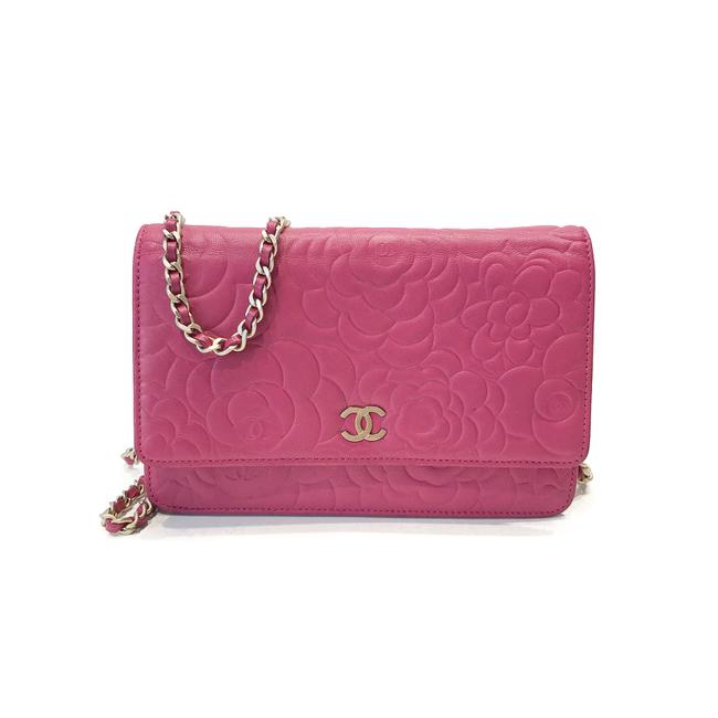 Chanel Wallet on Chain Camellia Lambskin Pink Leather Cross Body Bag 
