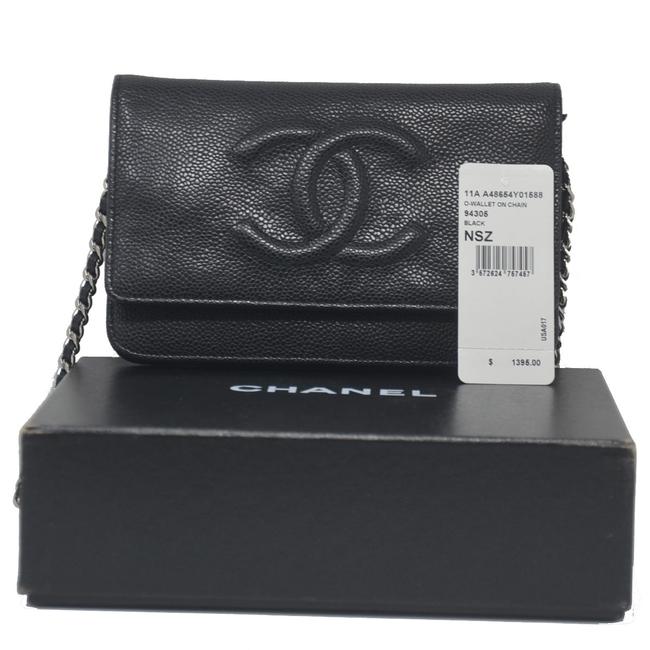 Chanel Wallet on Chain Caviar Woc Black Lambskin Leather Cross Body Bag 