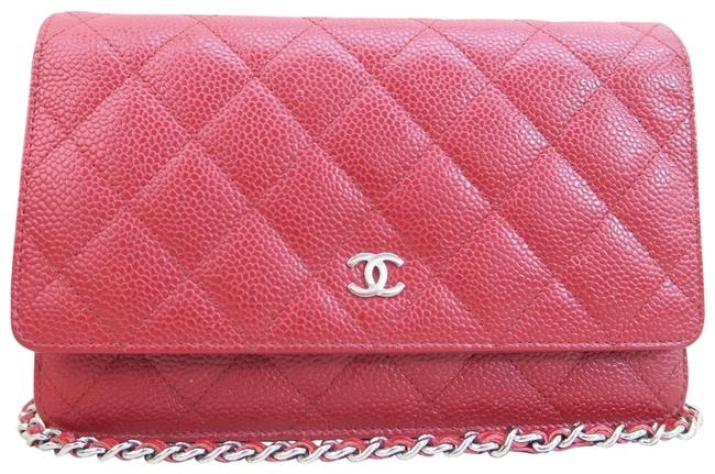 Chanel Wallet on Chain Caviar Red Calfskin Leather Cross Body Bag 
