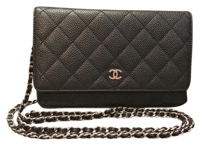 Chanel Caviar Silver Hardware Classic Woc Black Cross Body Bag 
