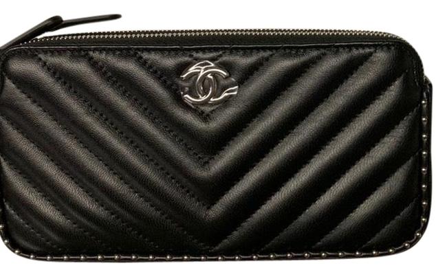 Chanel Wallet on Chain Chevron Black Leather Cross Body Bag 