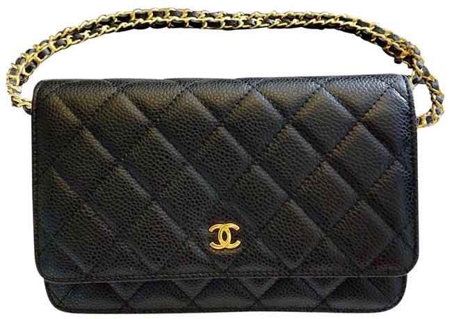 Chanel Wallet on Chain Classic Woc Caviar Black Leather Cross Body Bag 
