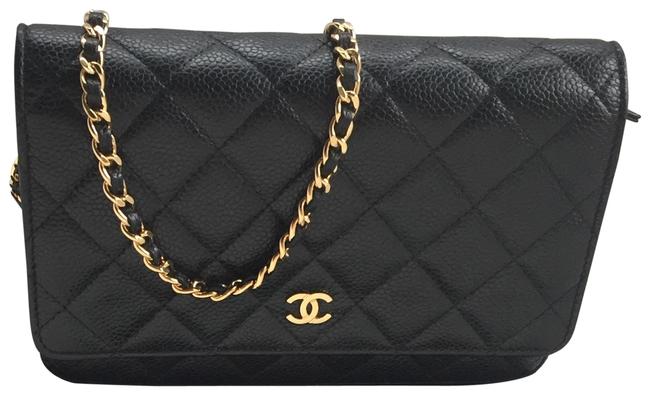 Chanel Wallet on Chain Gold Black Caviar Cross Body Bag 
