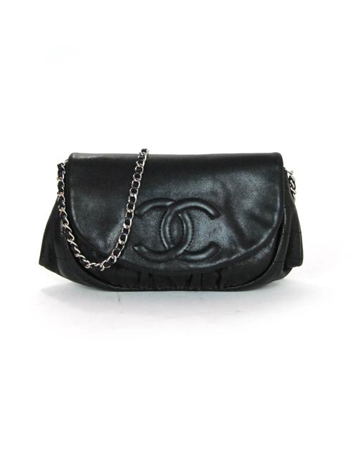 Chanel Wallet on Chain Half Moon Black Leather Cross Body Bag 