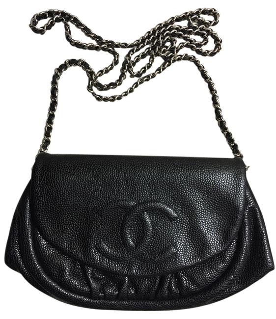 Chanel Wallet on Chain Half Moon Woc Black Leater Cross Body Bag 