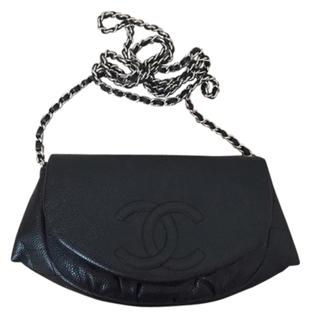 Chanel Halfmoon Woc Black Caviar Leather Cross Body Bag 