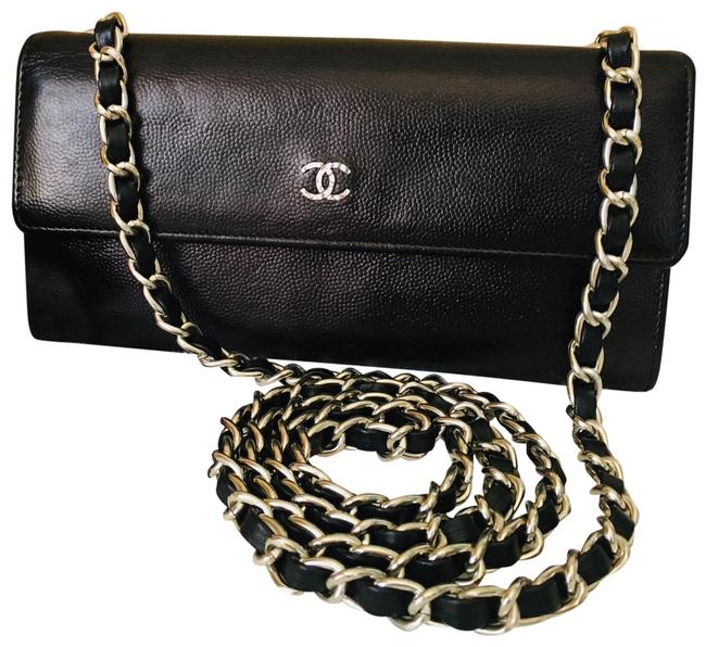 Chanel Wallet on Chain Matelasse Black Calfskin Leather Cross Body Bag 