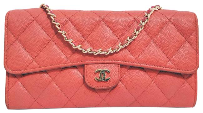 Chanel Wallet on Chain Matelasse Pink Caviar Skin Leather Cross Body Bag 