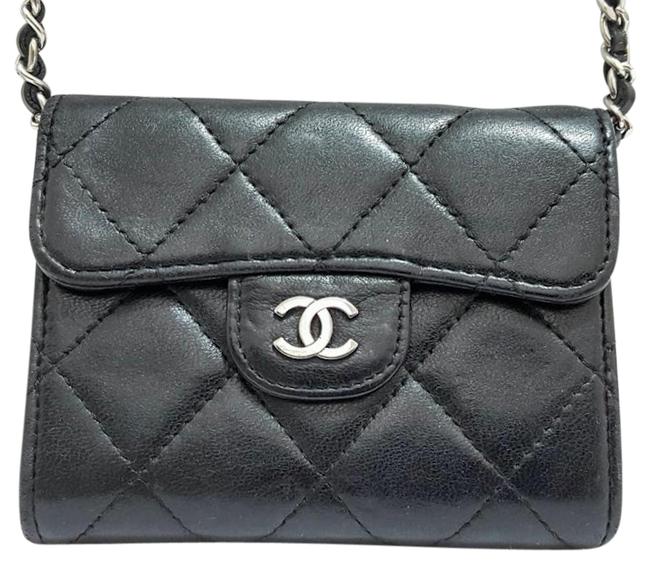 Chanel Wallet on Chain Mini Black Lambskin Leather Cross Body Bag 