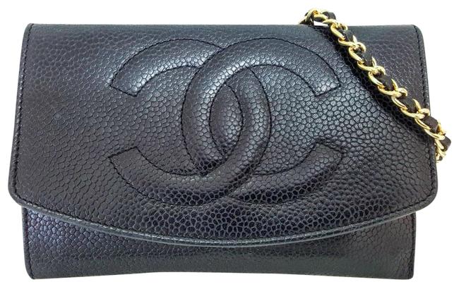 Chanel Wallet on Chain Mini Woc Black Caviar Skin Leather Cross Body Bag 