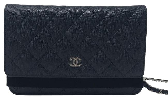 Chanel Wallet on Chain Woc Navy Caviar Leather Cross Body Bag 