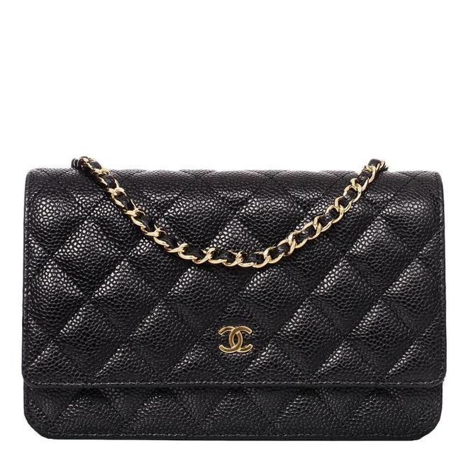 Chanel Wallet on Chain Near New Ghw Black Caviar Leather Cross Body Bag 