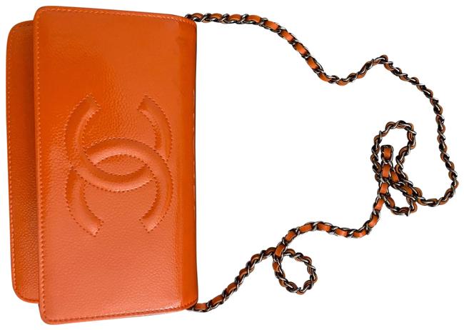 Chanel Wallet on Chain Orange Patent Leather Cross Body Bag 