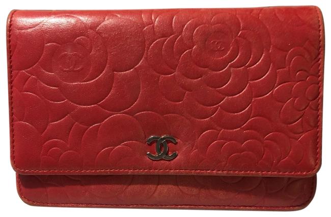 Chanel Woc Purse Red Lambskin Leather Cross Body Bag 