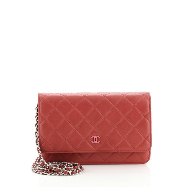Chanel Wallet on Chain Quilted Lambskin Red Leather Cross Body Bag 