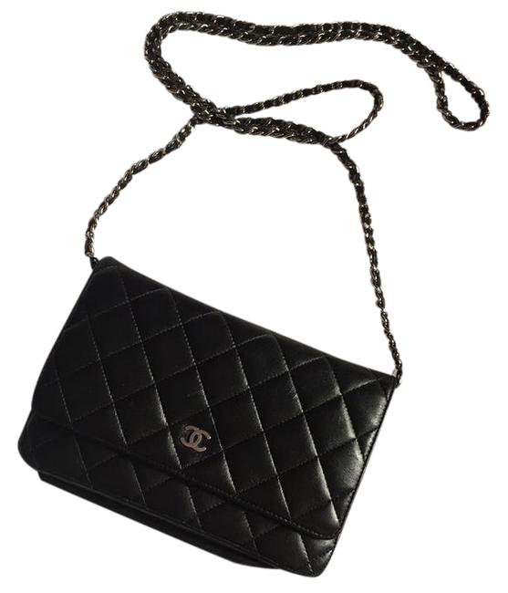 Chanel Wallet on Chain Quilted Woc Shw Black Lambskin Leather Cross Body Bag 