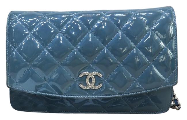 Chanel Wallet on Chain Quilted Steelblue Vernis Cross Body Bag 