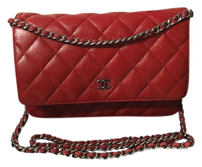 Chanel Quilted Woc True Red Caviar Cross Body Bag 