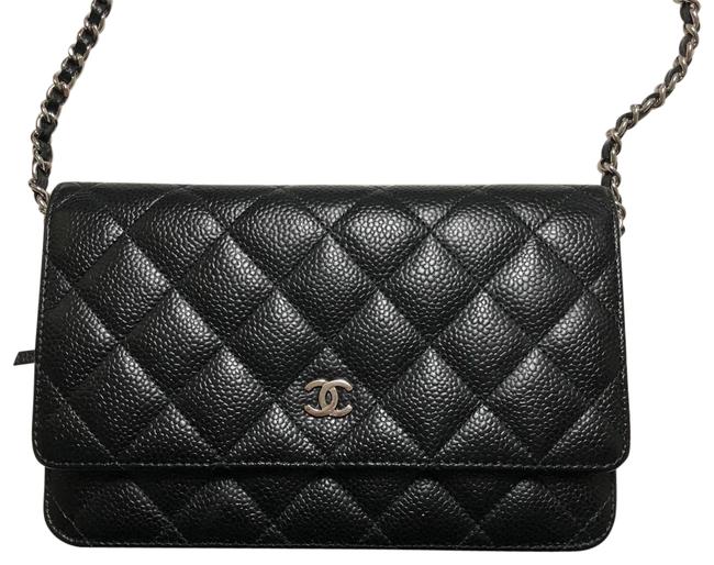 Chanel Wallet on Chain Quilted Woc Black Cavier Cross Body Bag 