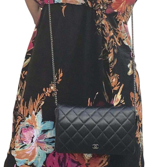 Chanel Quilted Zipper Woc Black Lambskin Cross Body Bag 