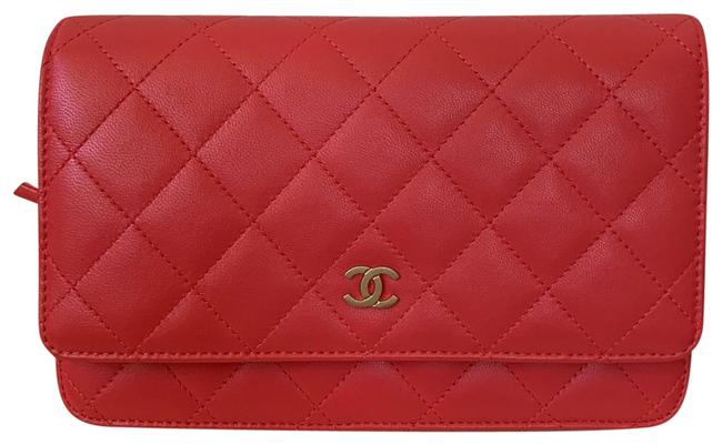 Chanel Wallet on Chain Red 19s Lambskin Leather Cross Body Bag 