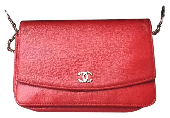 Chanel Woc Red Caviar Cross Body Bag 