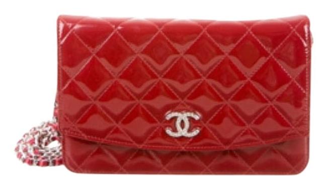 Chanel Woc Red Patent Leather Cross Body Bag 