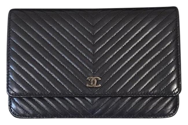 Chanel Woc So Wallet Chain Black Chevron Cross Body Bag 