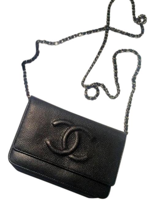 Chanel Wallet on Chain Timeless Cc Black Caviar Leather Cross Body Bag 