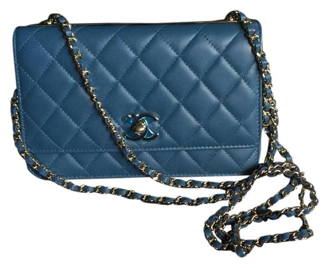 Chanel Trendy Cc Woc Blue Lambskin Cross Body Bag 