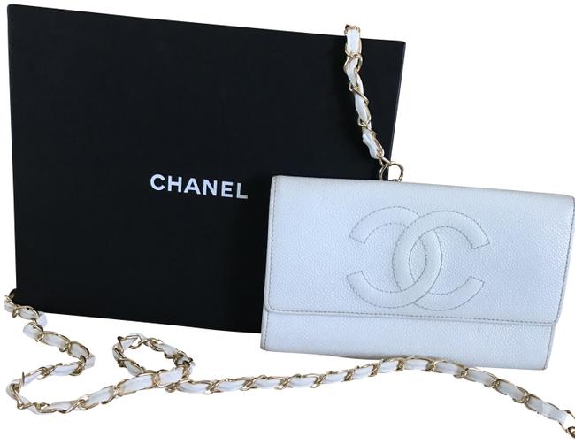 Chanel Wallet on Chain Vintage White Leather Cross Body Bag 