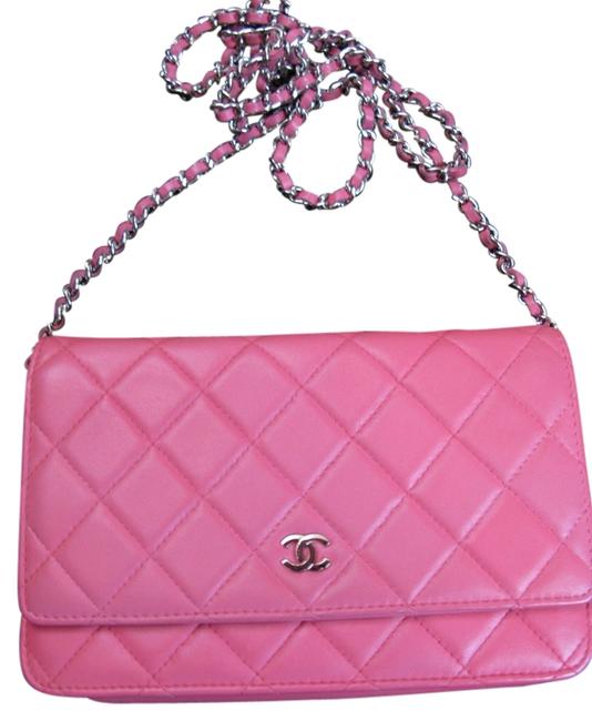 Chanel Woc Wallet On A Chain Pink Lambskin Leather Cross Body Bag 
